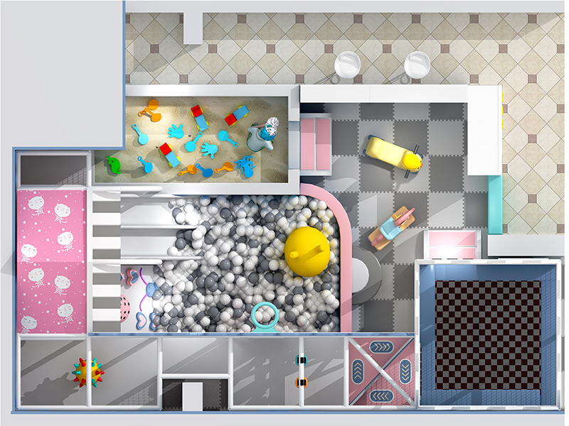 Small Indoor Playground Adventure Trampoline Park with Ball Pit